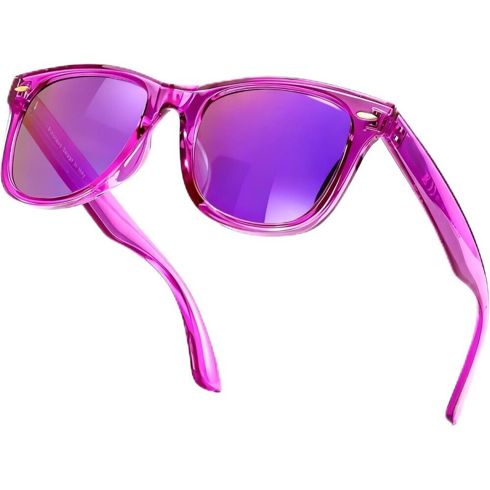 Women's A08 Purple Mirror Lenses Eyewear Designer Square Polarized Sunglasses